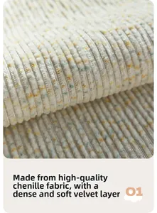Detail of high-quality chenille fabric showing fine soft pile texture and striped pattern