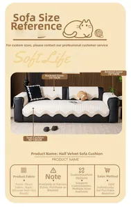 Detailed view of plush sofa cushion with wave edges and non-slip silicone backing