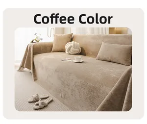 Detailed view of coffee brown velvet sofa cover and matching textured pillows