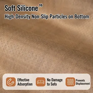 Non-slip chenille sofa cover with high-density silicone particles for furniture protection