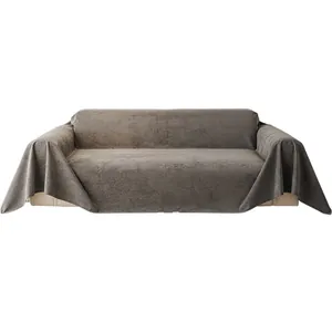 Deep grey cloud-feel plush waterproof sofa cover with luxurious velvet texture