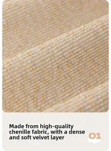 Detailed close-up of high-quality chenille fabric texture with soft dense velvet pile