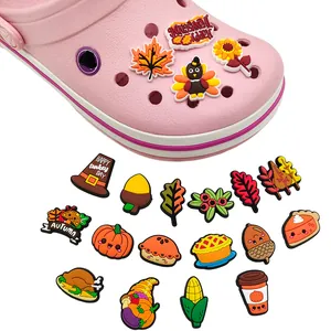 18pcs Thanksgiving shoe charms set with turkey pumpkin and maple leaf for clogs