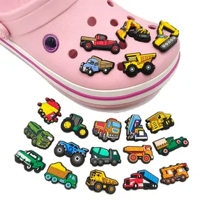 Bouwvoertuig Schoenbedeltjes Set Cartoon PVC Graafmachine Vrachtwagen Betonmixer Voor Crocs Klompen DIY Decoratie Kinderen Cadeau