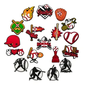 Lot de 18 breloques de baseball en PVC pour sabots avec motifs de gants et battes