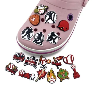 Set de charms de baseball en PVC avec gants et battes pour décorer les sabots