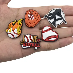 Lot de 5 charms de baseball pour chaussures avec gant et silhouette de joueur