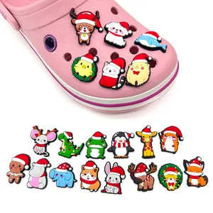 Christmas animals PVC shoe charms set for clogs featuring cute reindeer and cat designs