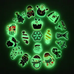 Glow in the dark Christmas charms for clogs including Santa Snowman and Gingerbread man