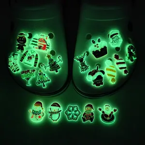 Luminous Christmas shoe charms set glowing in the dark for clogs and sandals