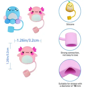 Couvre-pailles en silicone pour gobelet Stanley 10mm, bouchons axolotl et poulpe