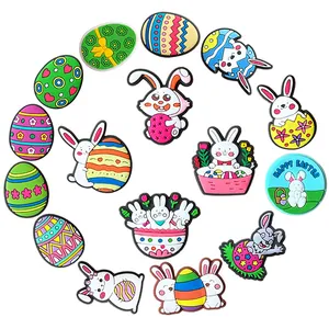 Easter Rabbit Egg Shoe Charms PVC Soft Rubber Decorations For Clogs Sandals DIY Detachable Garden Shoes Holiday Gift