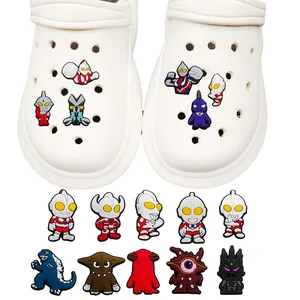 PVC Soft Rubber Shoe Charms For Clogs Sandals Cute Cartoon Hero Monster Patterns Personalized Footwear Accessories Kids