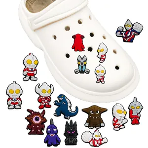 Set of Ultraman series PVC charms for clog shoes featuring various anime characters