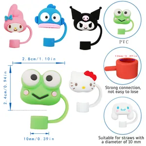 Cartoon character straw covers for 10mm Stanley cups featuring PVC animal designs