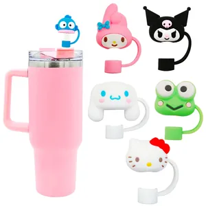 Cute Cartoon Silicone Straw Covers Dustproof Reusable Straw Topper Plugs For Wide Diameter Tumbler Cups Drinkware Decoration