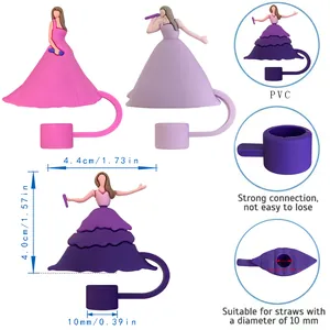 Taylor Swift inspired 10mm PVC straw covers set for Stanley cups with dustproof caps