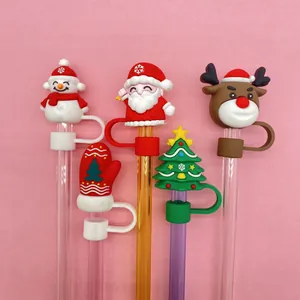 Christmas silicone straw covers set with Santa Reindeer and Snowman for Stanley cups