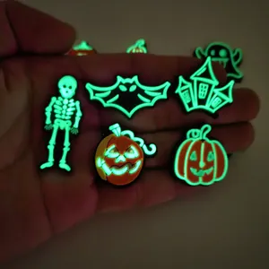 Luminous Halloween shoe charms set with glowing ghost skeleton pumpkin and bat designs