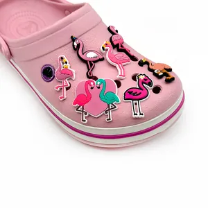 7pcs Cartoon Flamingo PVC Shoe Charms set for Garden Clogs and Sandals decoration
