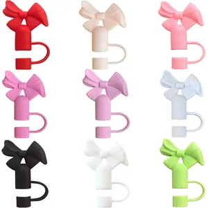 Lot de neuf protège-pailles en silicone avec nœuds pour gobelets Stanley, anti-poussière