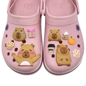 Cartoon Capybara PVC Shoe Charms For Clogs Cute Animal Decoration Accessories For Sandals Gardening Shoes For Women Kids