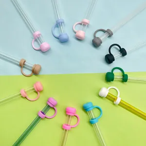 Colorful 10mm silicone straw covers and caps for Stanley cups in multiple solid colors