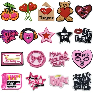 Y2K Style PVC Shoe Charms For Clogs Cartoon Heart Star Bear Accessory Collection DIY Decoration For Hole Sandals Girls Women
