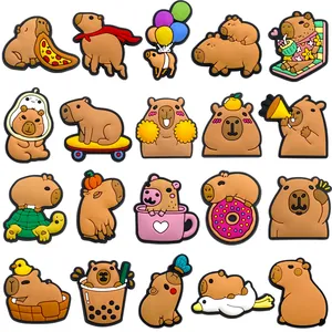 Cartoon Capybara Pattern Shoe Charms For Clogs PVC Soft Glue DIY Decorations For Sandals And Garden Shoes Variety Style