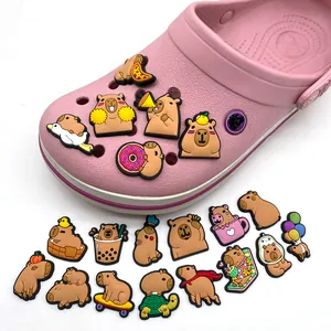 20-piece cute Kapibara PVC shoe charms set for clog decorations with various funny poses