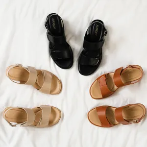 Böhmische Keilsandalen in Schwarz, Beige und Braun mit Klettverschluss und Plateausohle