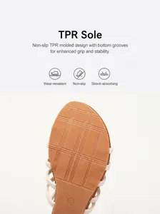 Detail of brown TPR sole with non-slip groove pattern for wedge sandals comfort