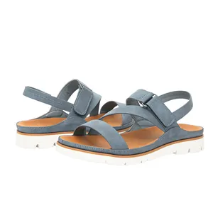 Sandalias de plataforma azules para mujer con tiras cruzadas y suela blanca dentada
