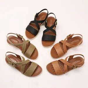 Women's summer wedge sandals with cross straps and adjustable ankle buckles in three colors