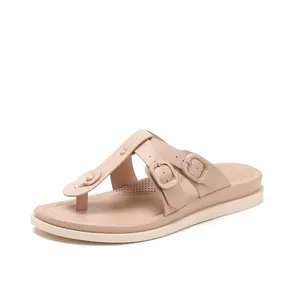 Tongs chics à plateforme beige avec double boucle réglable et semelle épaisse confortable