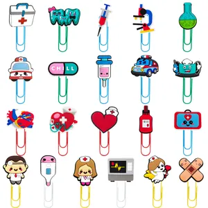 Creative Medical Theme Cartoon Paper Clips PVC Soft Glue Decorative Bookmarks For Doctor Nurse Office School Stationery Gifts