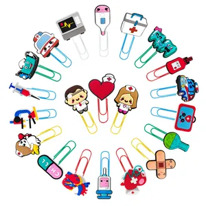 Set of 20 creative medical themed paper clips with cartoon PVC doctors and nurses