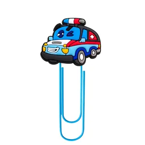 Creative police car PVC paperclip with blue metal finish for office and school supplies