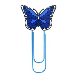 Creative blue butterfly large paperclip bookmark with decorative gradient wings for office