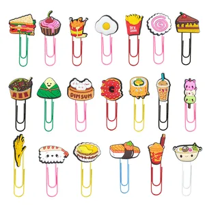 Cartoon Food Paper Clips Creative PVC Soft Glue Sushi Fries Ramen Bookmark Cute School Office Supplies For Kids Stationery