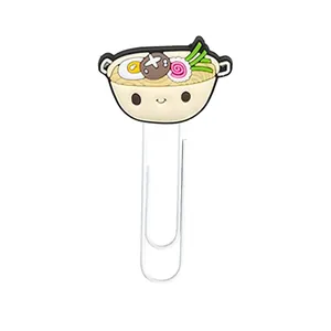 Creative Japanese ramen cartoon paperclip in white metal with cute PVC noodle bowl decor