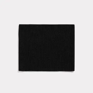 Minimalist black ribbed knit neck warmer for winter, soft thermal snood for men and women