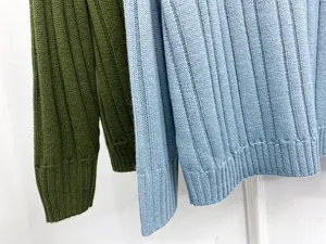 Detailed macro view of the ribbed knit cuffs and hem on this winter sweater