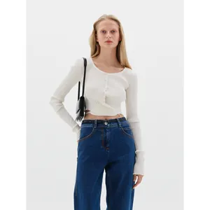Women Casual Long Sleeve Ribbed Knit Cardigan Tie Up V Neck Slim Fit Short Sweater Top Elegant Minimalist Solid Knitwear