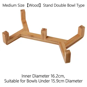 Detalle del soporte de madera para cuencos de mascotas con diámetro interno de 16,2 cm