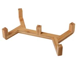 Soporte elevado de bambú para cuencos de mascotas con veta de madera minimalista