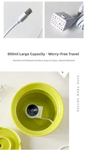 800ml ceramic pet fountain with USB water pump and smooth glazed surface details