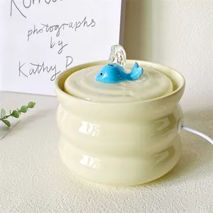 Whale Ceramic Automatic Cat Water Fountain Ultra Quiet Water Dispenser For Cats And Dogs Drinking Bowl Home Pet Supplies