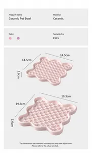 Pink ceramic pet lick mat with slow feeder texture for cat and dog food intake