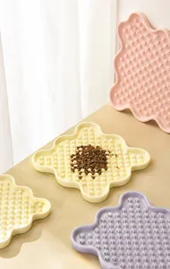 Silicone pet slow feeder mat with raised textures to prevent choking and bloating